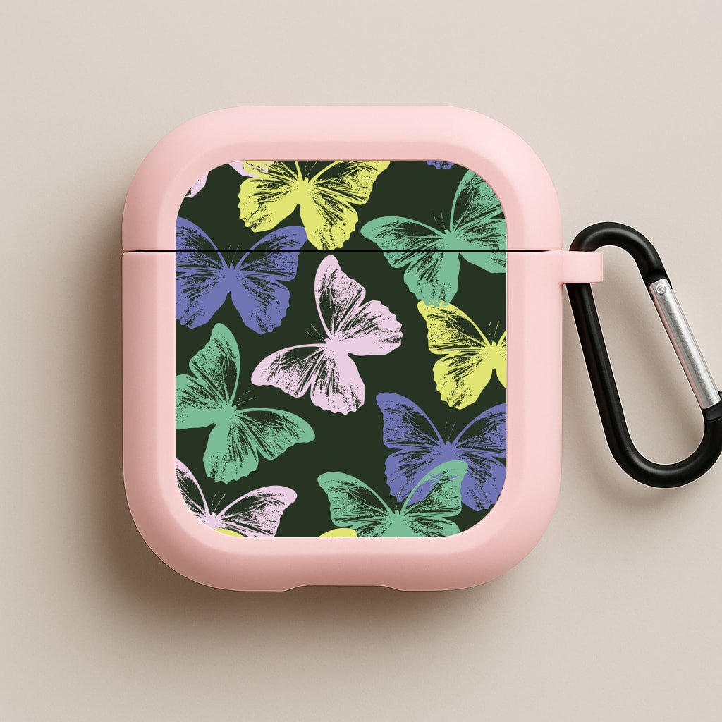 Colourful Butterfly Stamps Pattern Pink AirPods Case