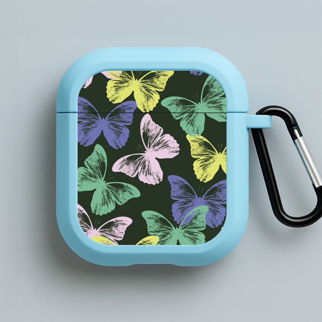 Colourful Butterfly Stamps Pattern Blue AirPods Case