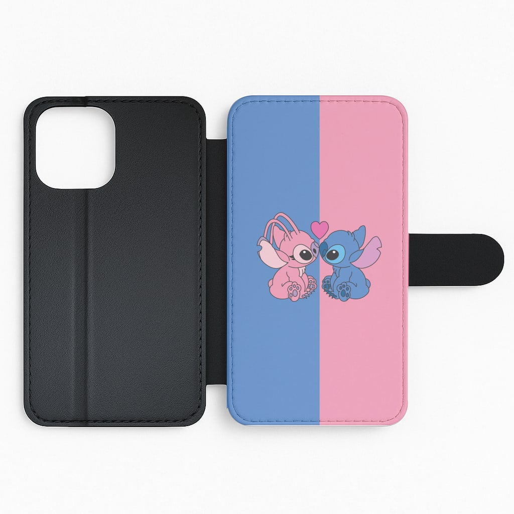 Angel And Blue Alien - Pink Alien Flip Phone Case