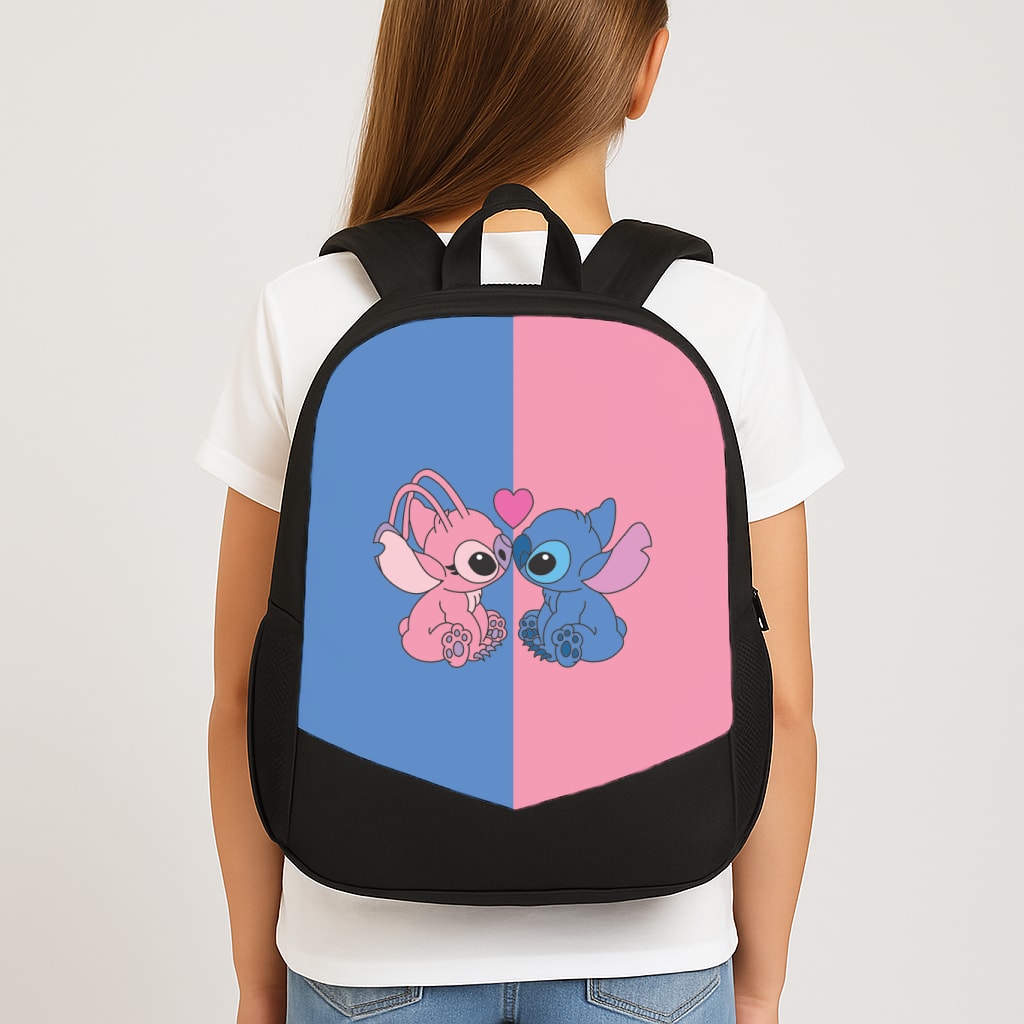 Angel And Blue Alien - Pink Alien School Bag