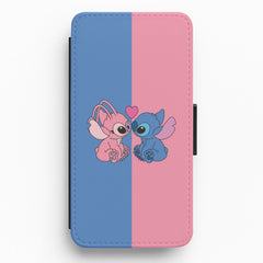 Angel And Blue Alien - Pink Alien Flip / Wallet Phone Case