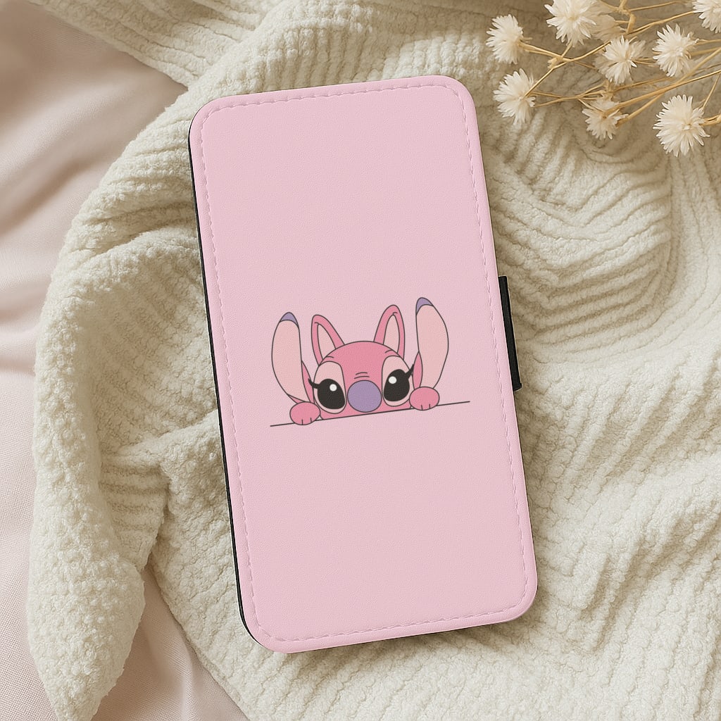 Angel Leaning - Pink Alien Wallet Phone Case