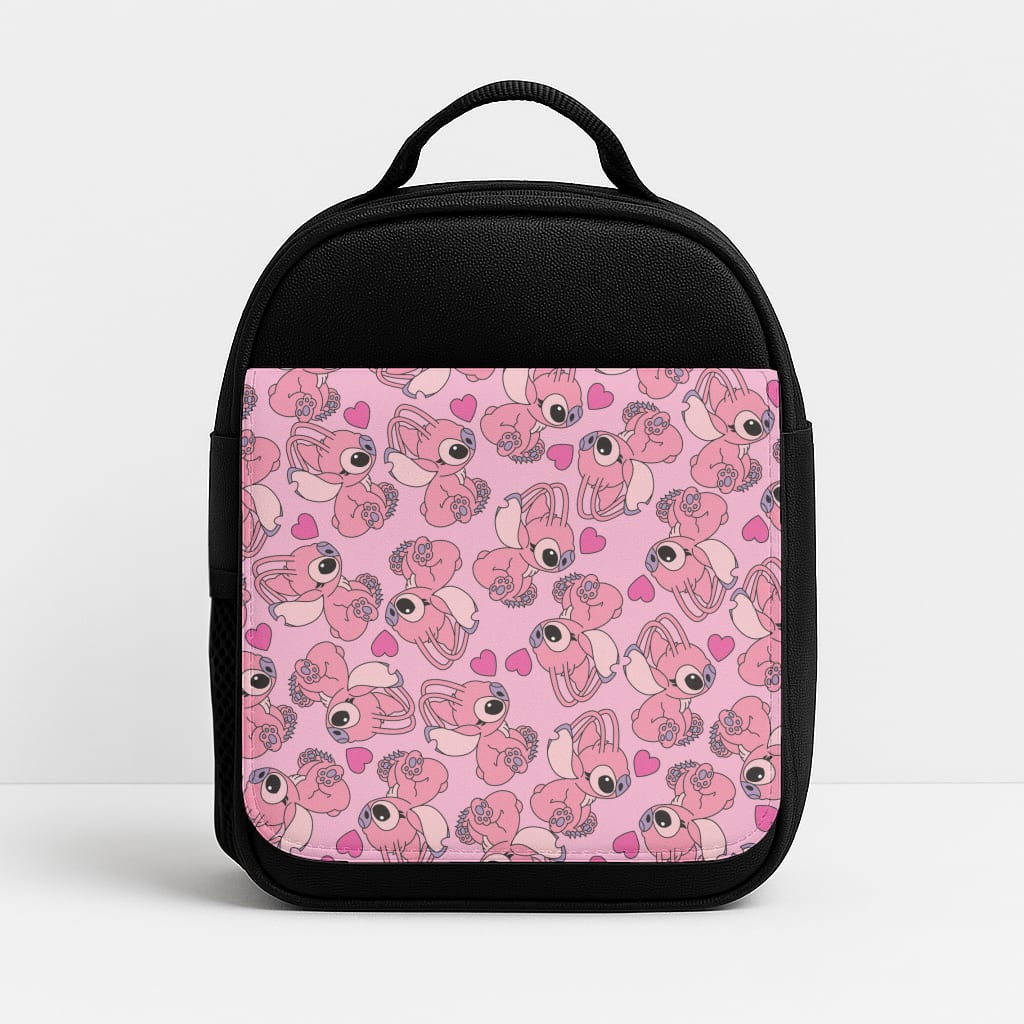 Love Heart Pattern - Pink Alien Insulated Lunchbox