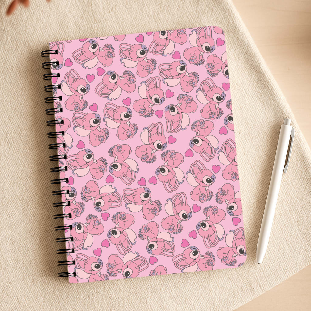 Love Heart Pattern - Pink Alien Notepad
