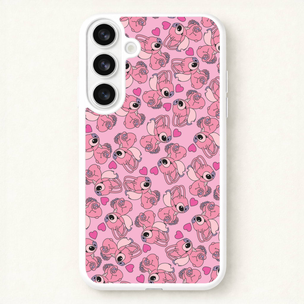 Love Heart Pattern - Pink Alien Phone Case for Galaxy S26 Plus