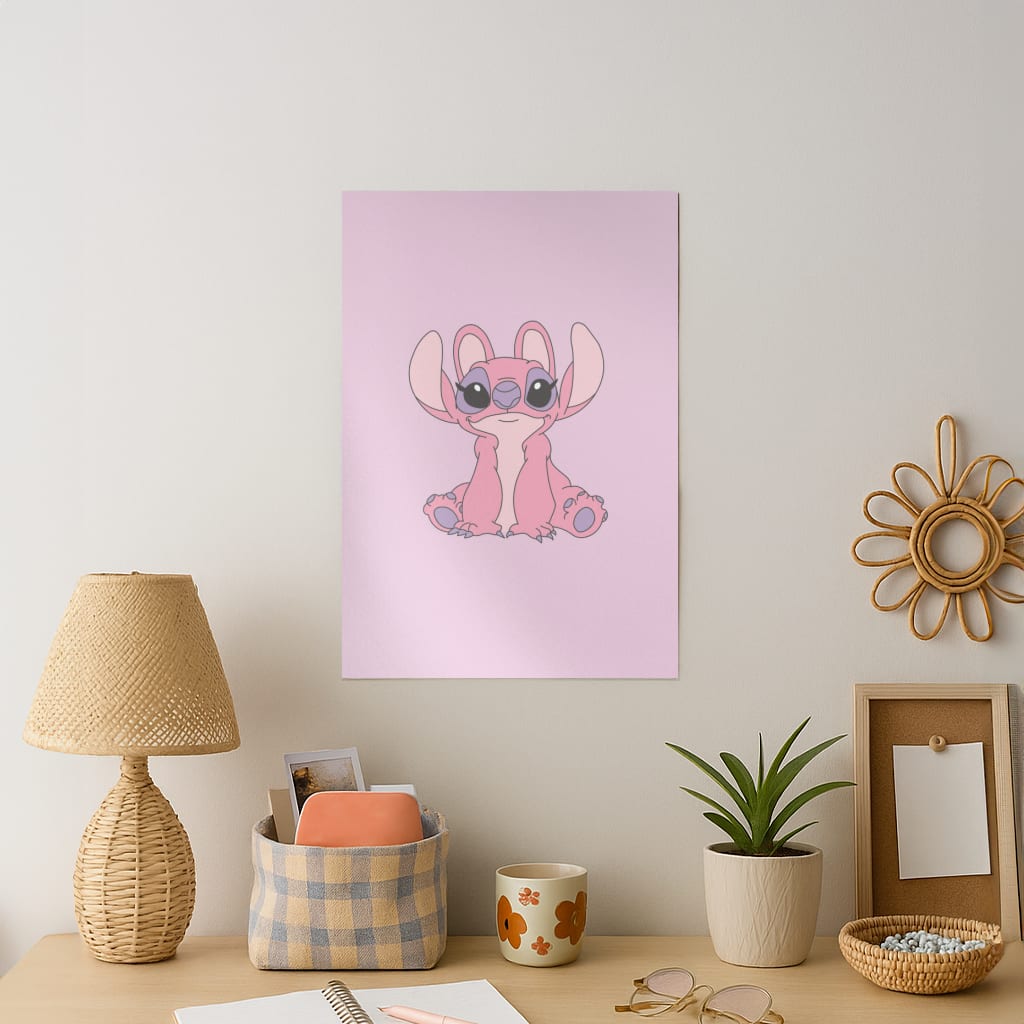 Sitting Down - Pink Alien Art Print