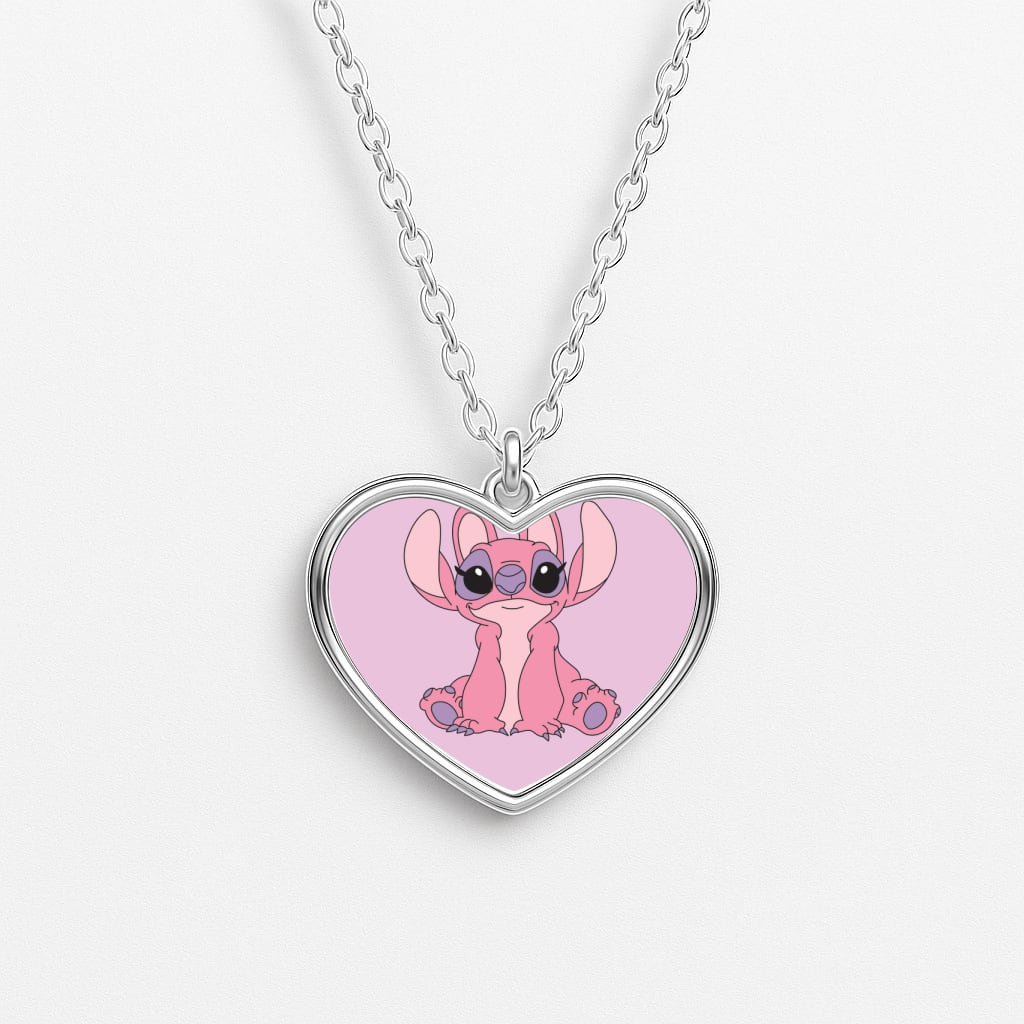 Sitting Down - Pink Alien Heart Necklace