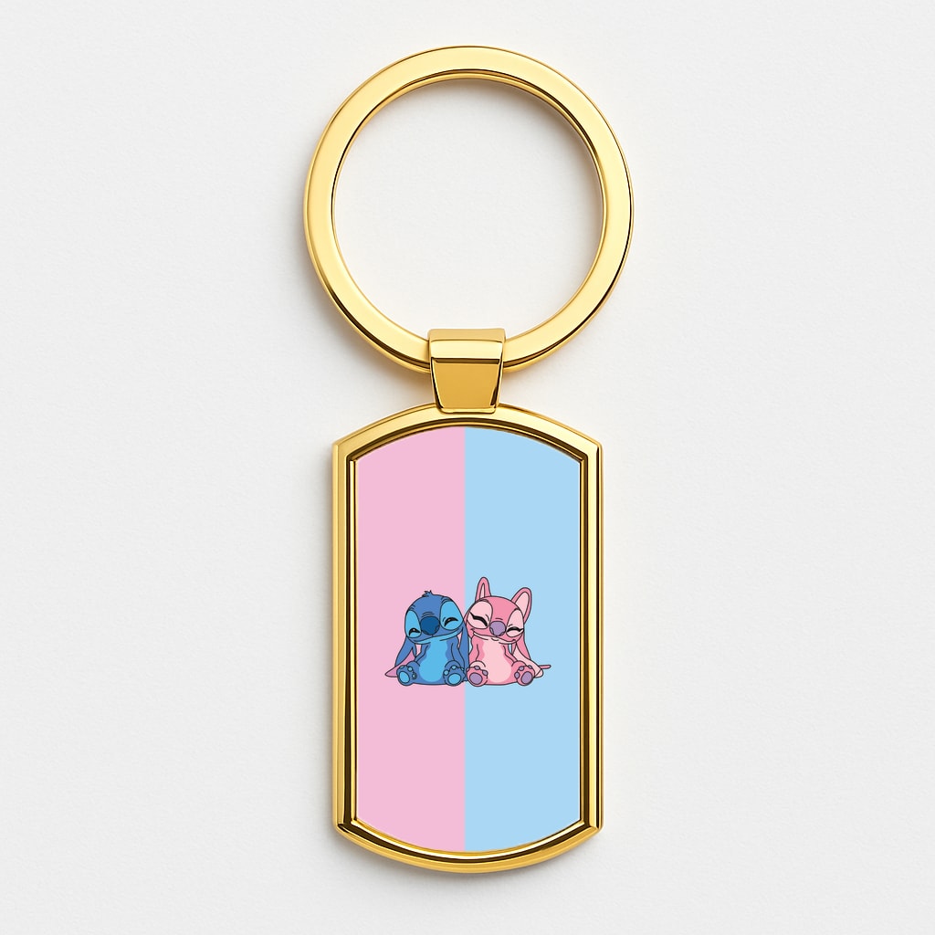 Best Friends - Pink Alien Gold Keyring