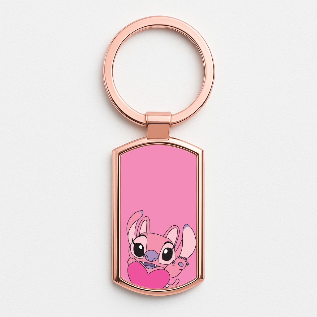 Holding Heart - Pink Alien Rose Gold Keyring