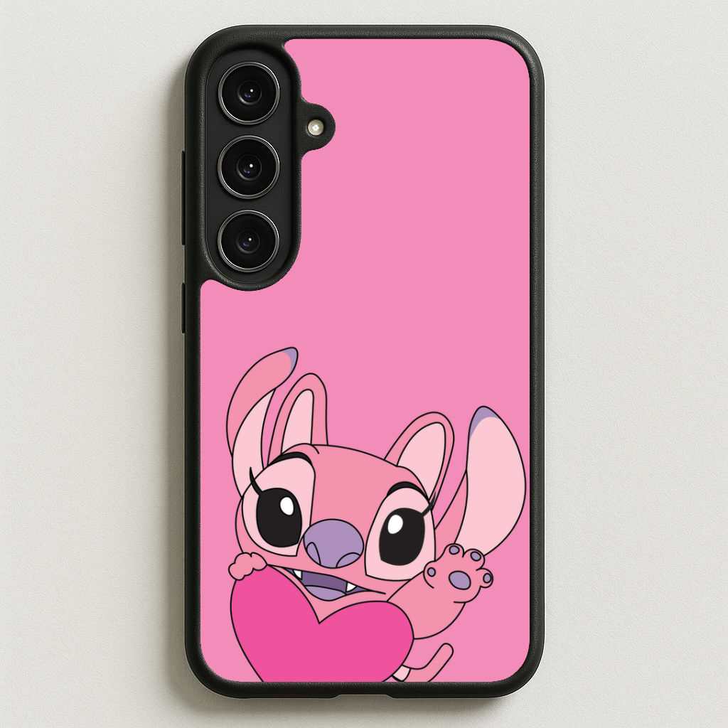 Holding Heart - Pink Alien Phone Case for Galaxy S25FE