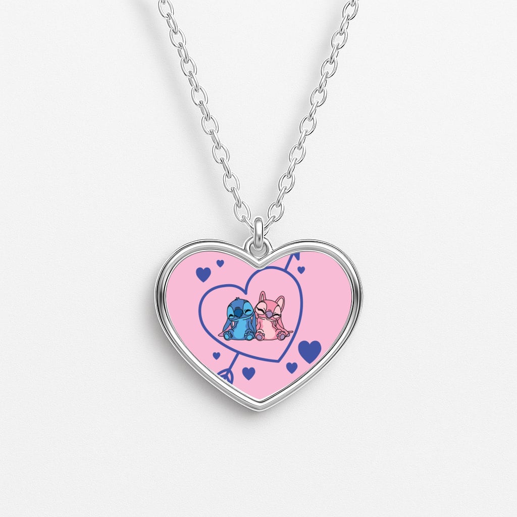 Arrow Heart - Pink Alien Heart Necklace
