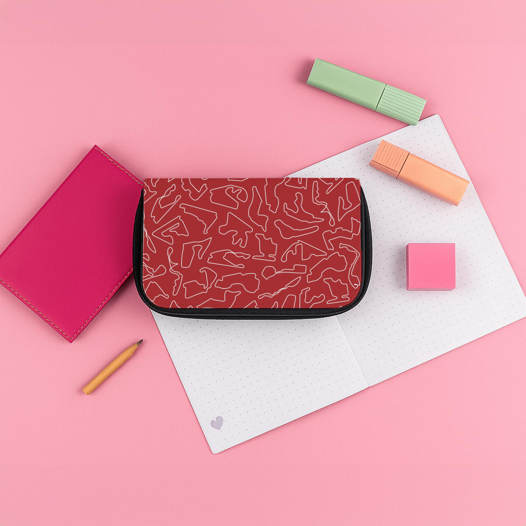 Track Outlines Red Pencil Case