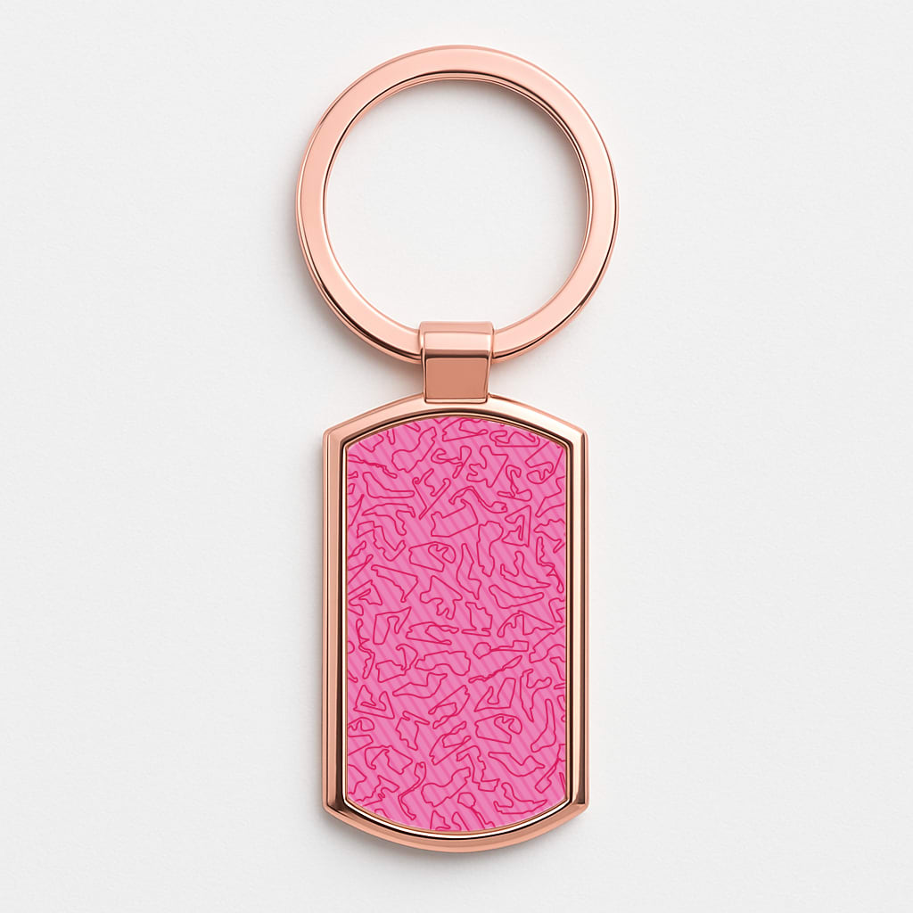 Track Outlines Pink Rose Gold Keyring