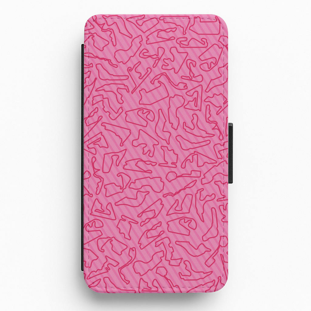 Track Outlines Pink Flip / Wallet Phone Case