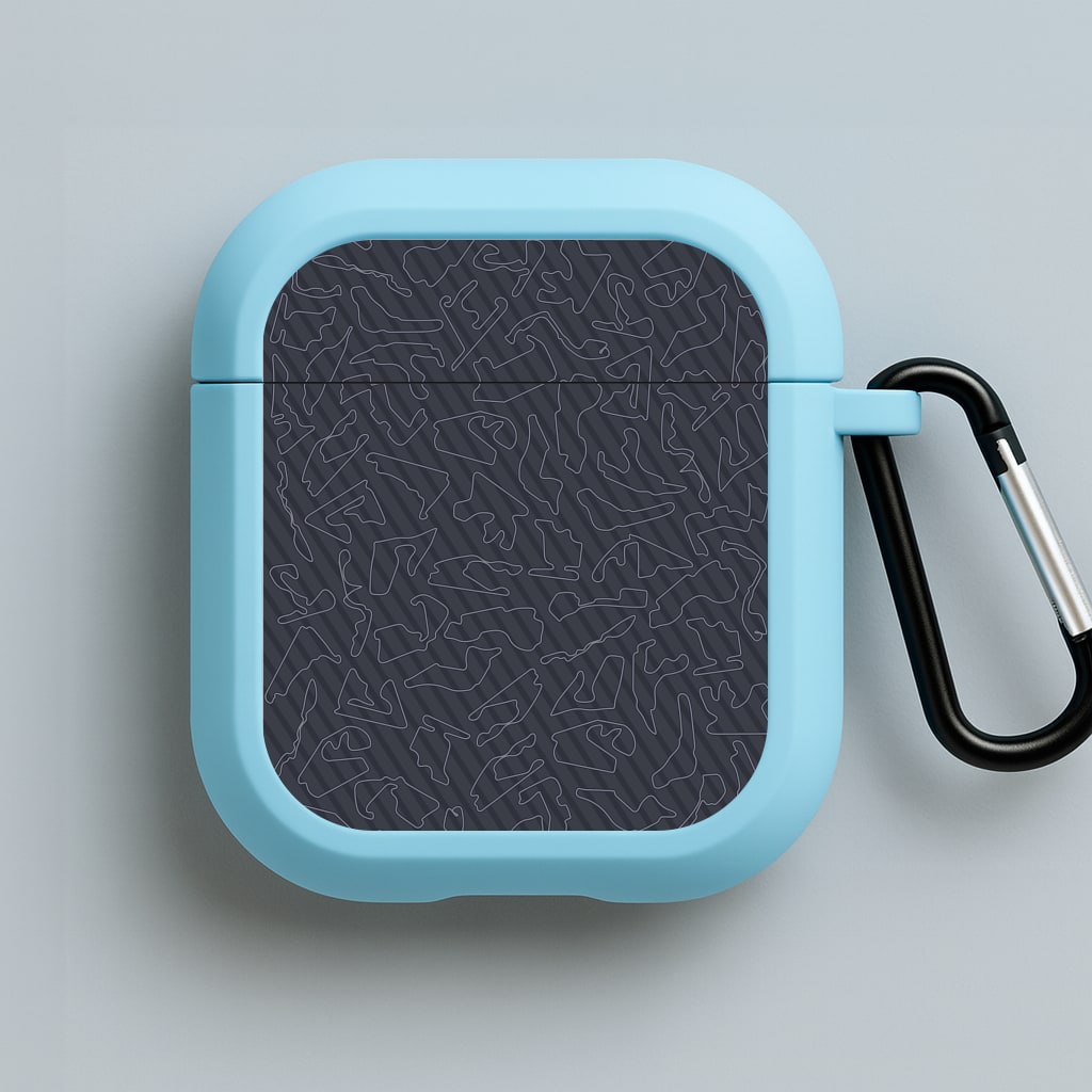 Track Outlines Gray Blue AirPods Case