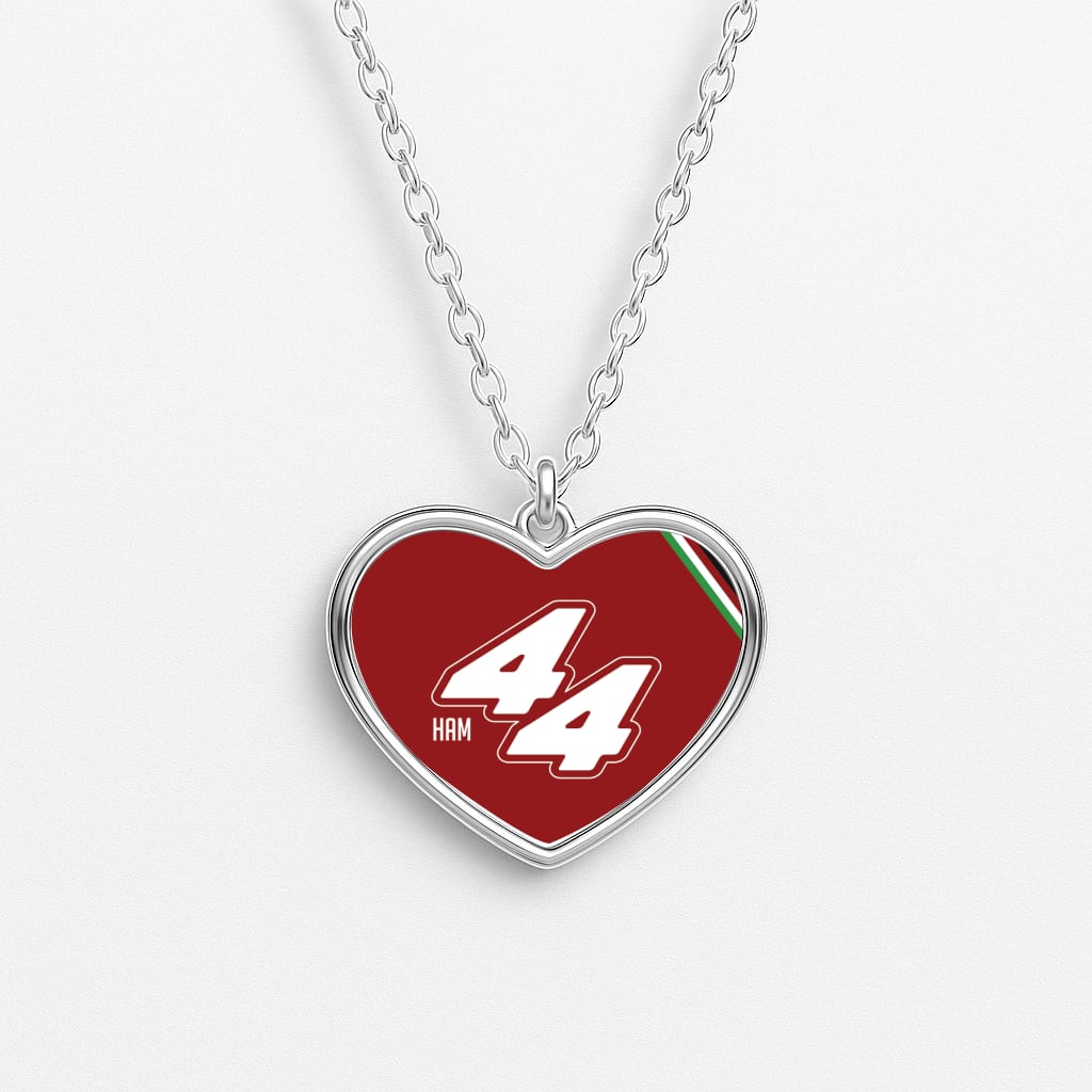 Dark Red Retro 44 Heart Necklace