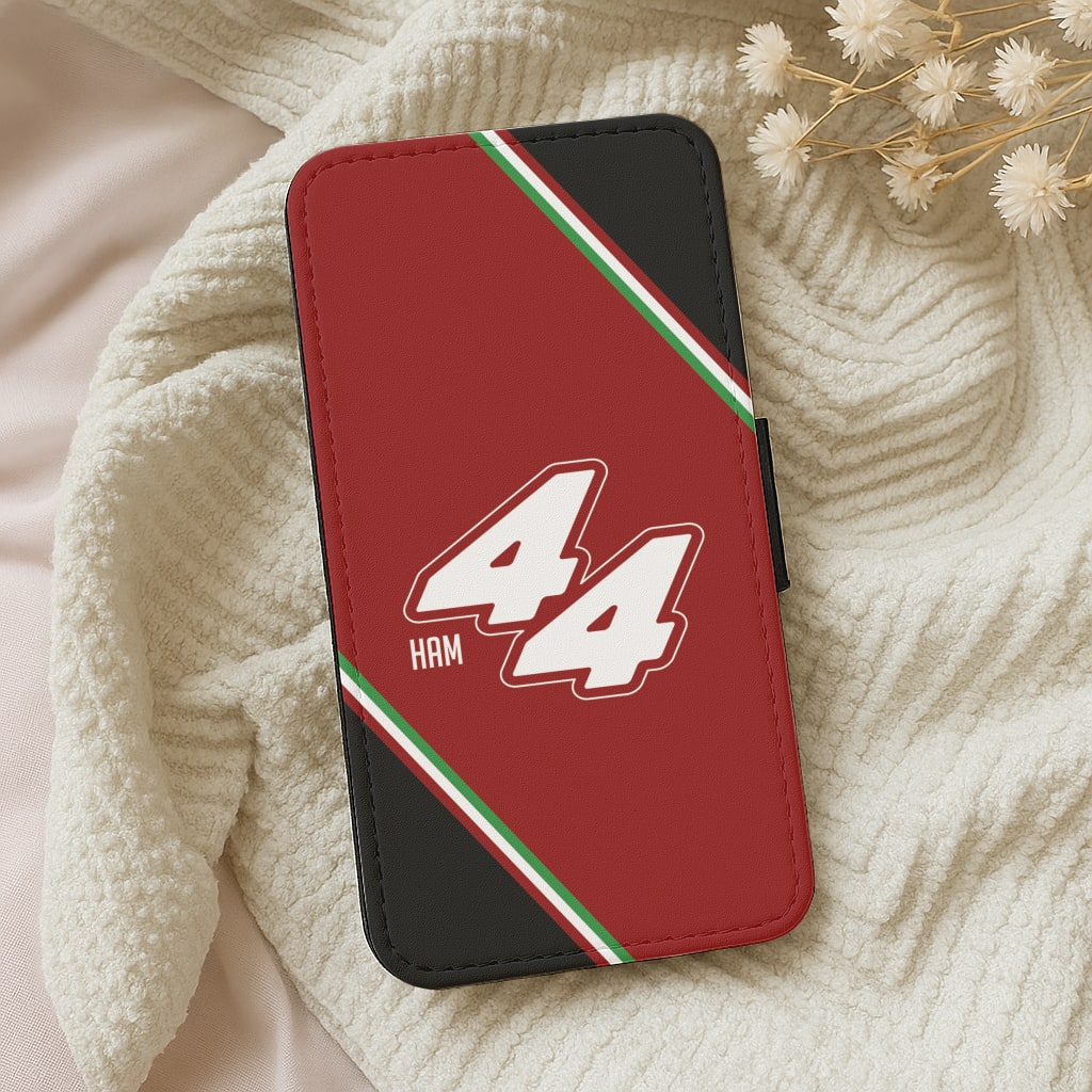 Dark Red Retro 44 Wallet Phone Case