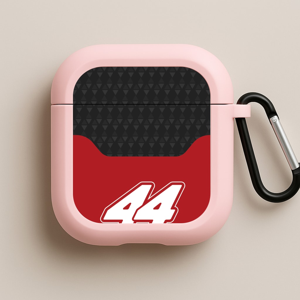 Red And Gray 44 Pink AirPods Case
