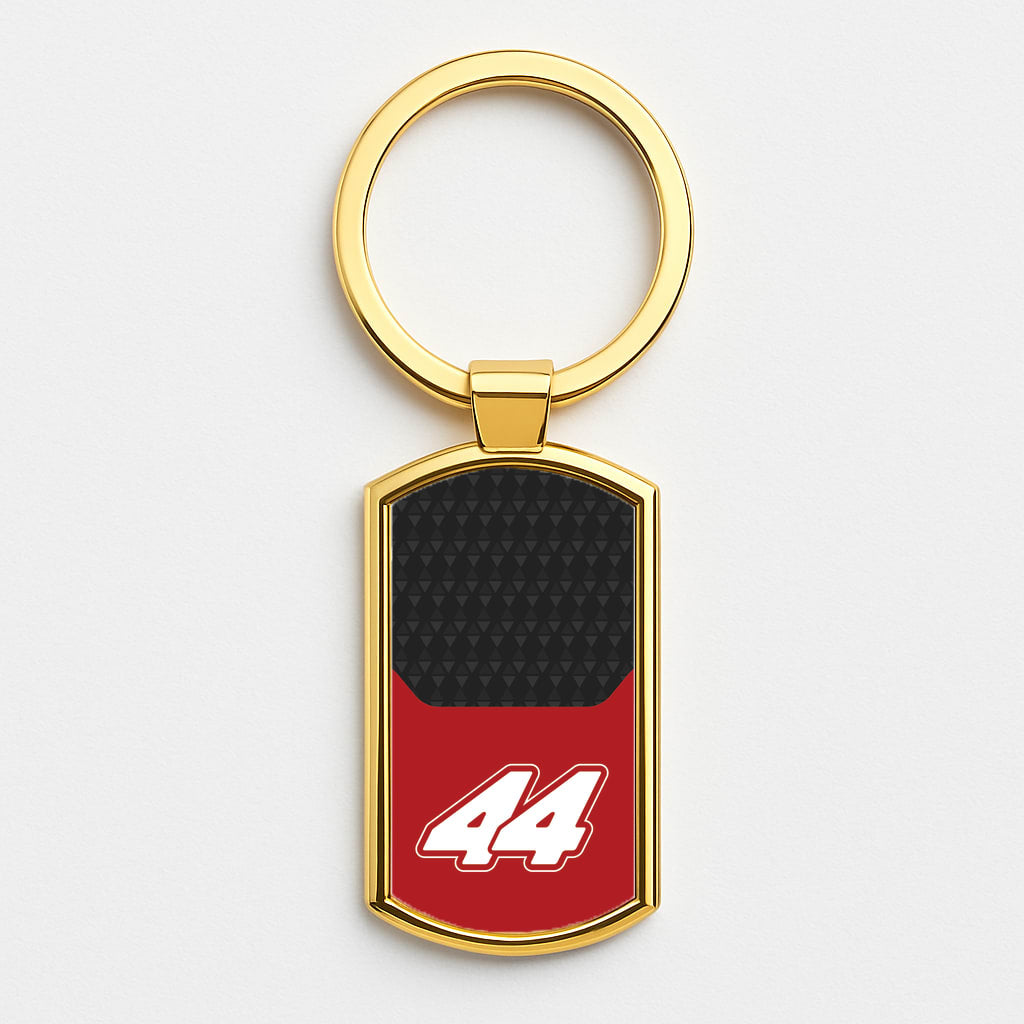 Red And Gray 44 Gold Keyring