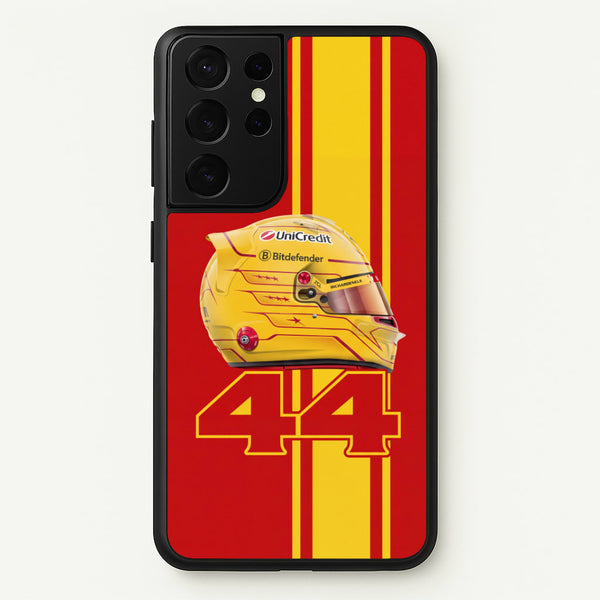 Red & Yellow 44 Helmet - Lewis Hamilton Phone Case - Galaxy S21 Ultra / Standard