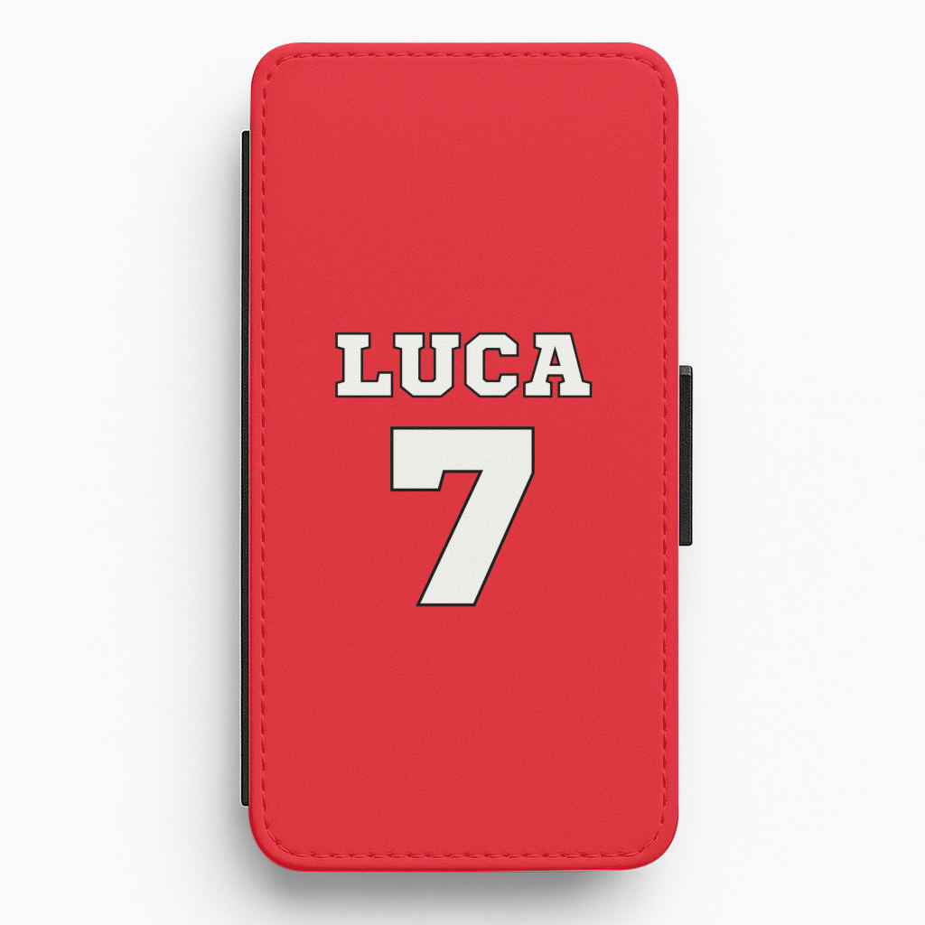 Red - Personalised Football Flip / Wallet Phone Case