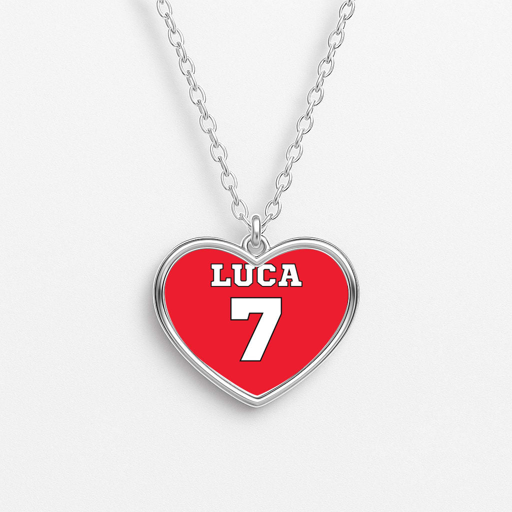 Red - Personalised Football Heart Necklace
