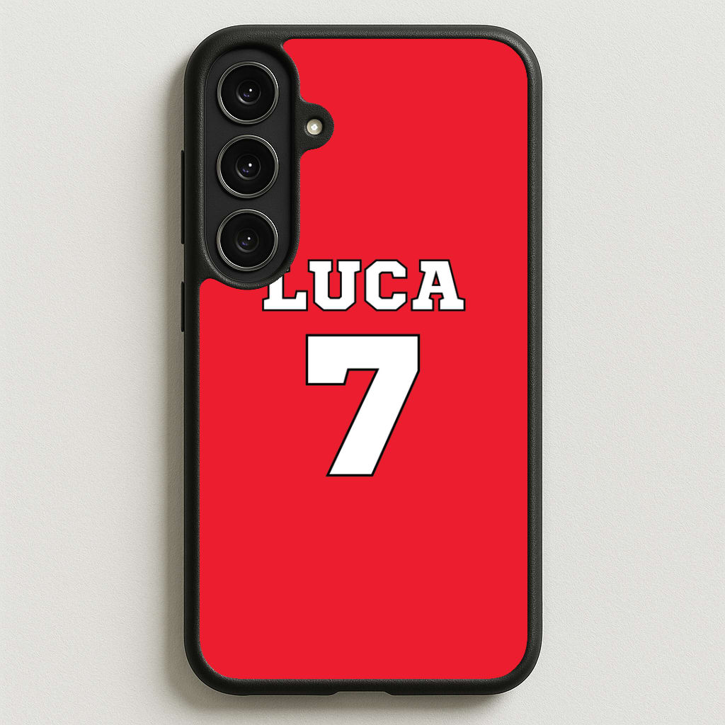 Red - Personalised Football Phone Case for Galaxy S25FE