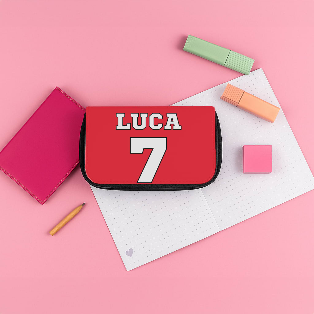 Red - Personalised Football Pencil Case