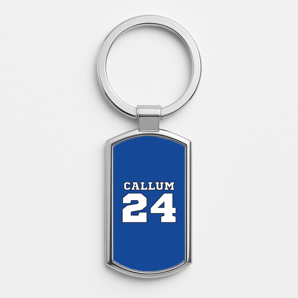 Dark Blue - Personalised Football Silver Keyring