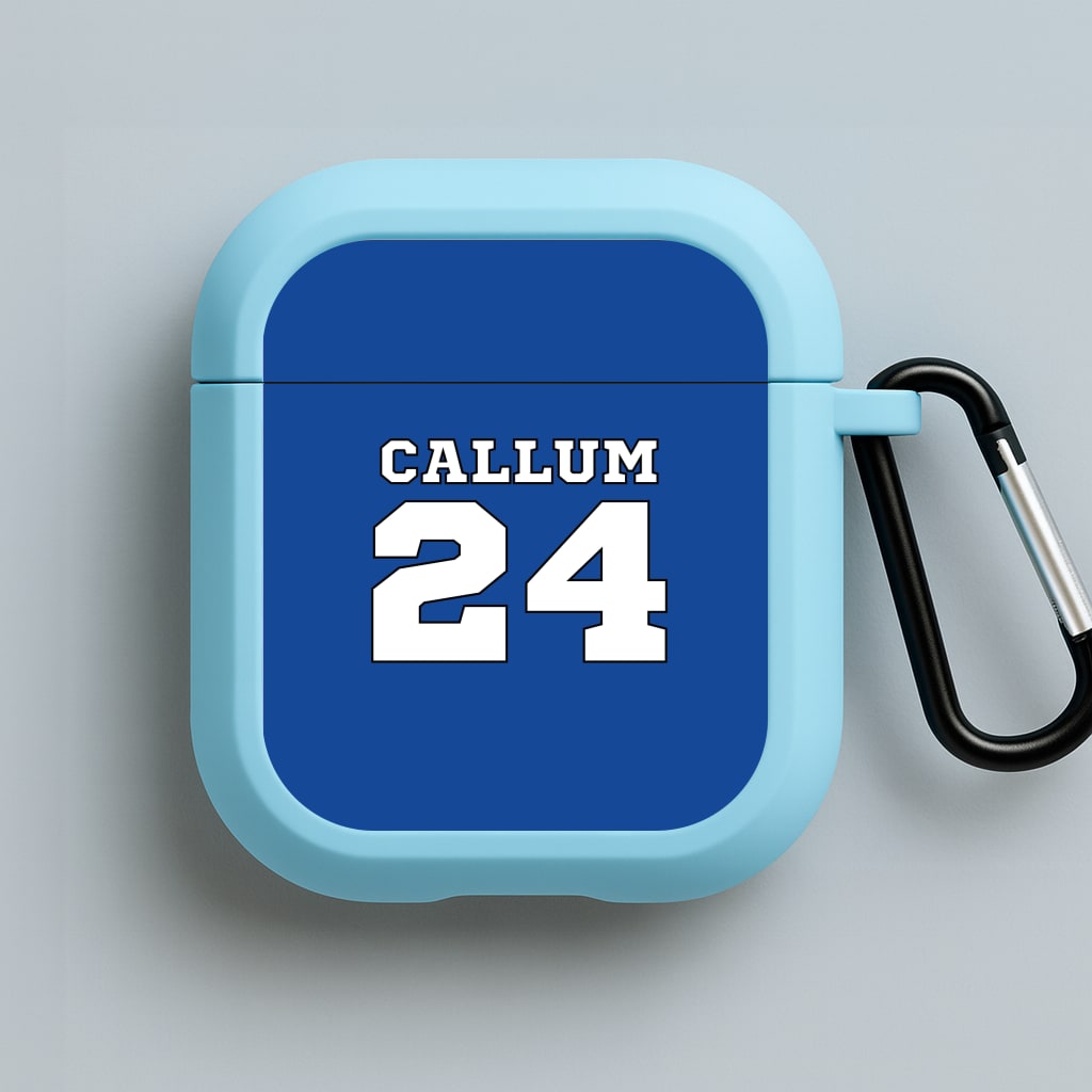 Dark Blue - Personalised Football Blue AirPods Case