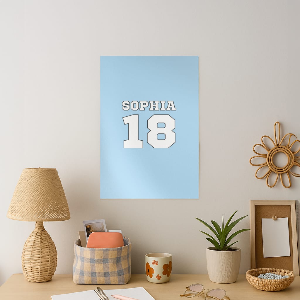 Light Blue - Personalised Football Art Print