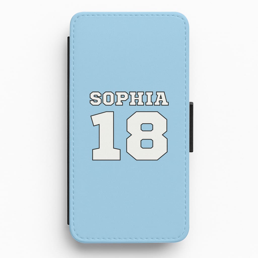 Light Blue - Personalised Football Flip / Wallet Phone Case