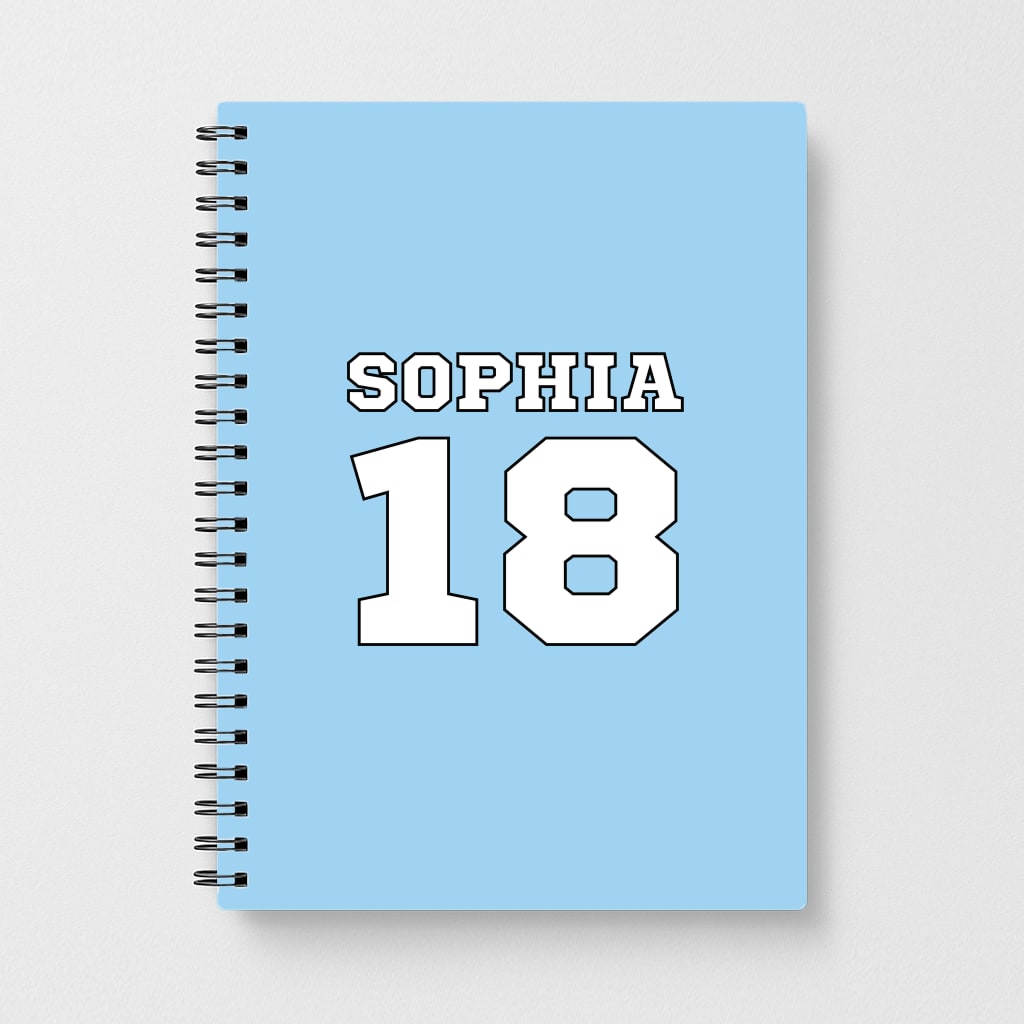 Light Blue - Personalised Football Notebook