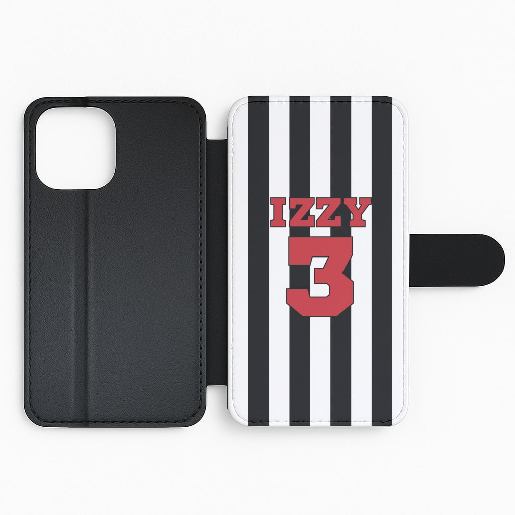 Black And White Stripes - Personalised Football Flip Phone Case