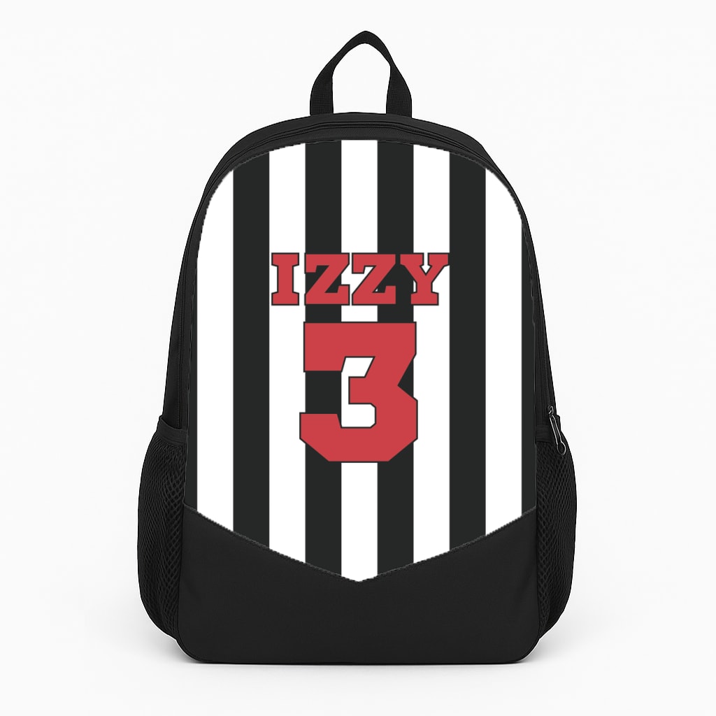 Black And White Stripes - Personalised Football Large Backpack