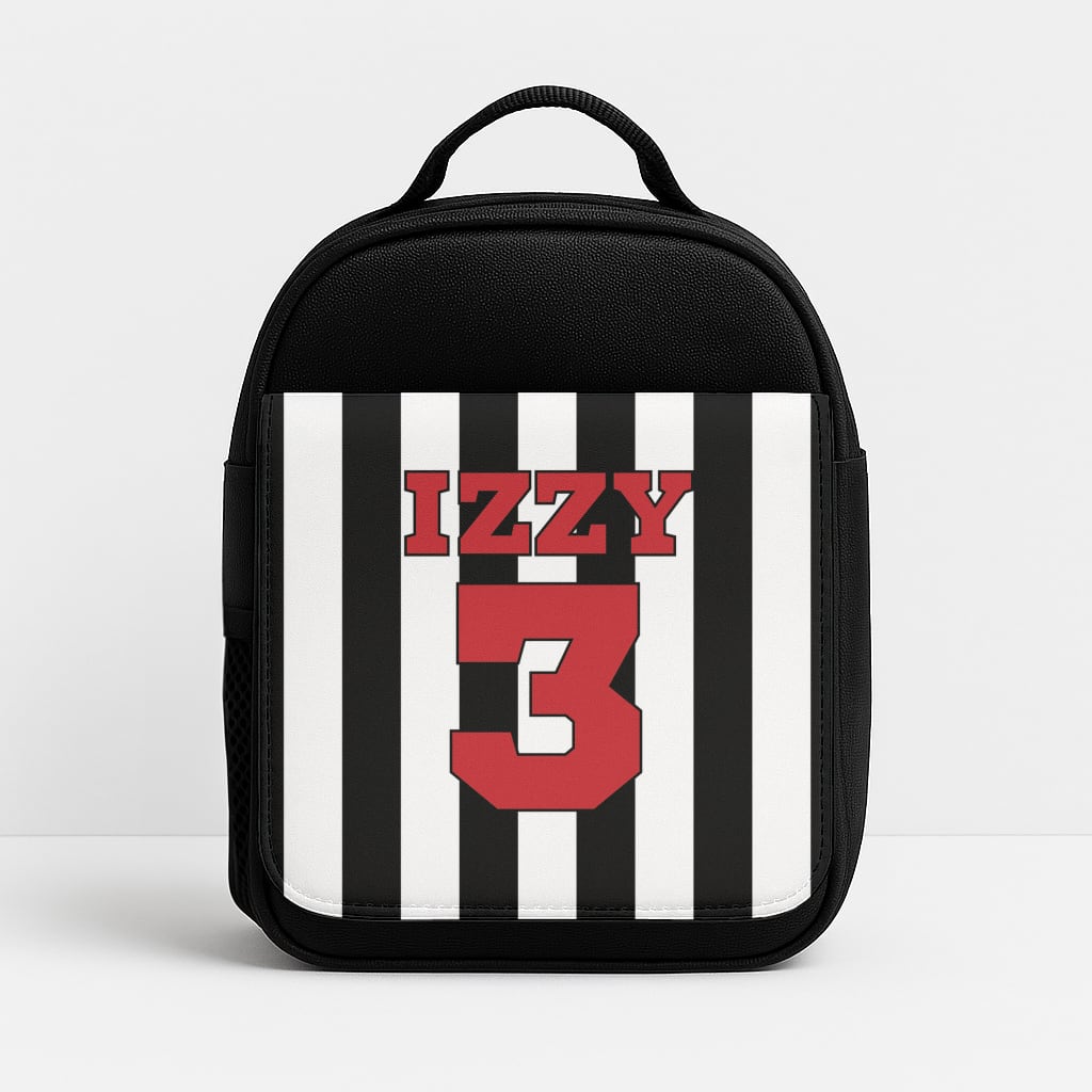 Black And White Stripes - Personalised Football Insulated Lunchbox
