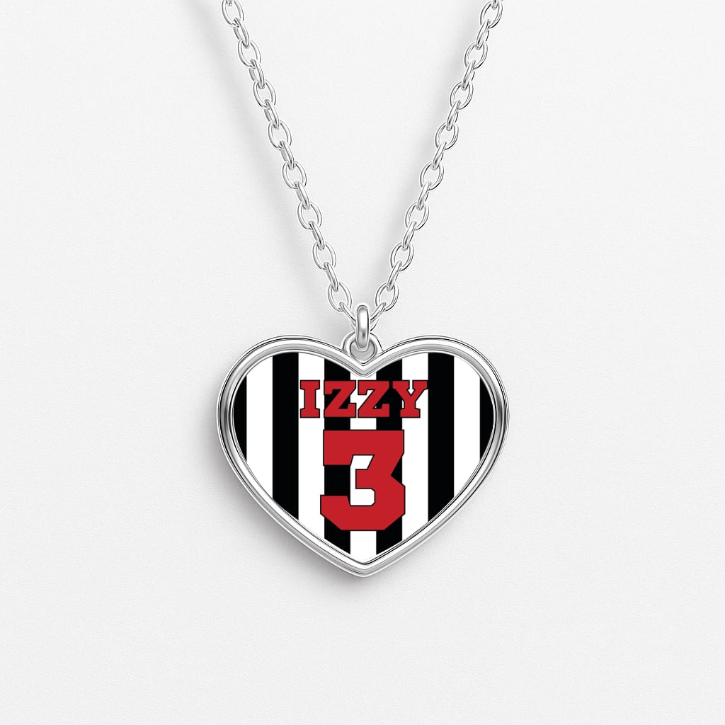 Black And White Stripes - Personalised Football Necklace