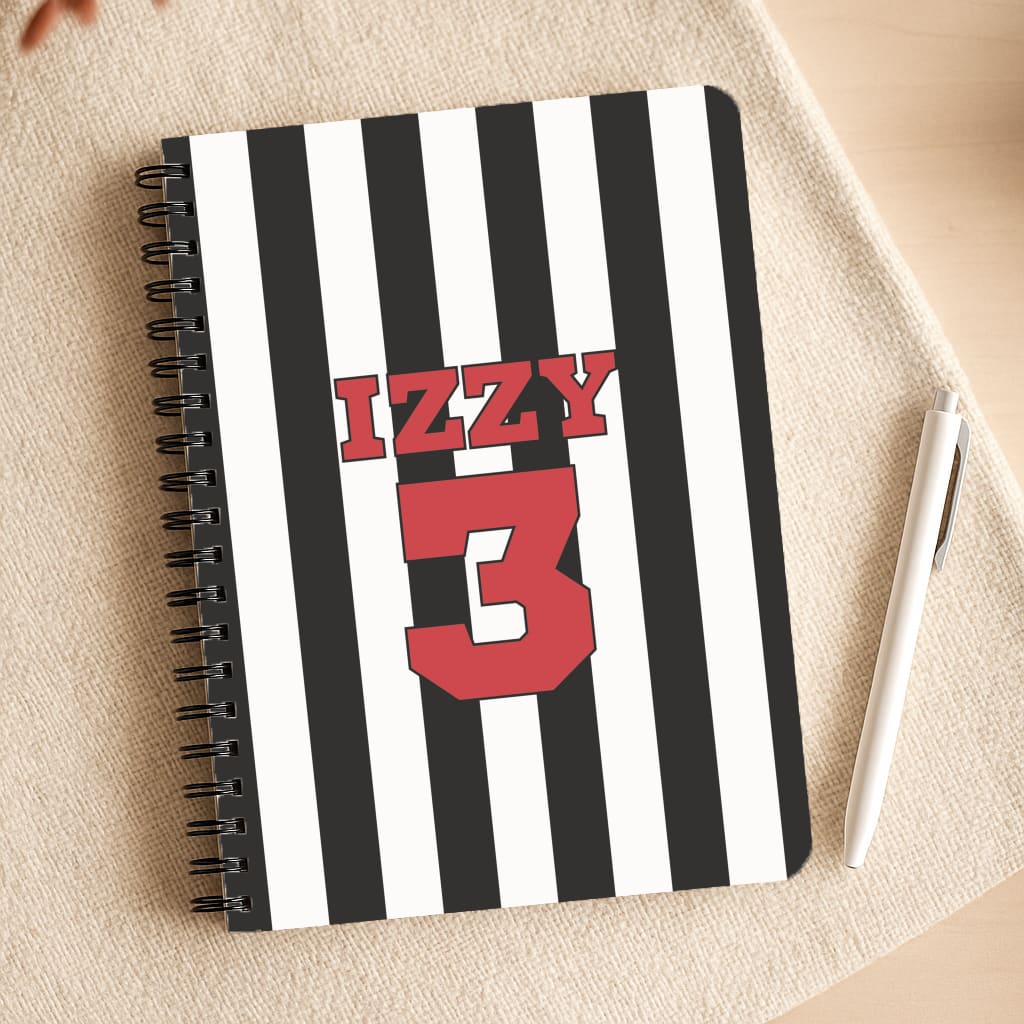 Black And White Stripes - Personalised Football   Notepad