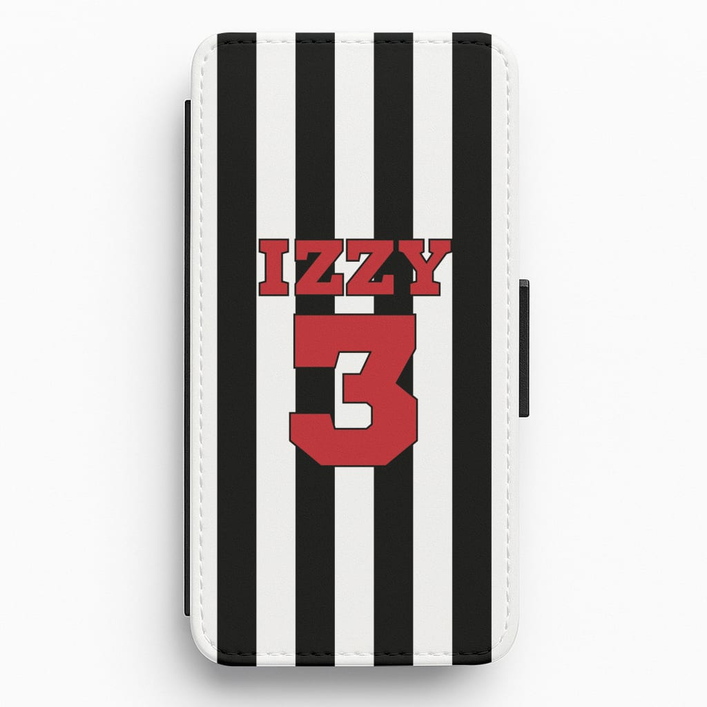 Black And White Stripes - Personalised Football Flip / Wallet Phone Case