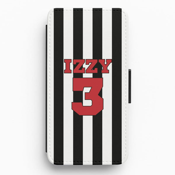 Black And White Stripes - Personalised Football Flip / Wallet Phone Case