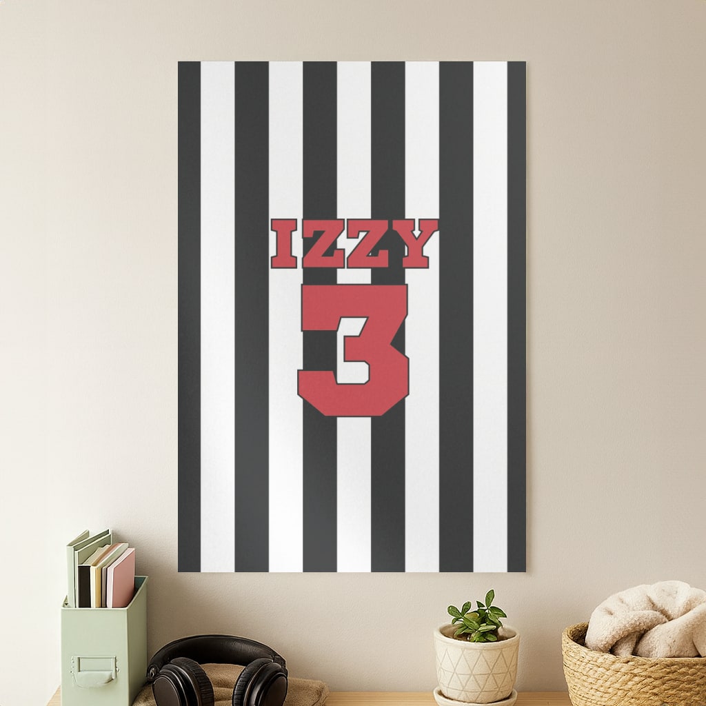 Black And White Stripes - Personalised Football   Poster