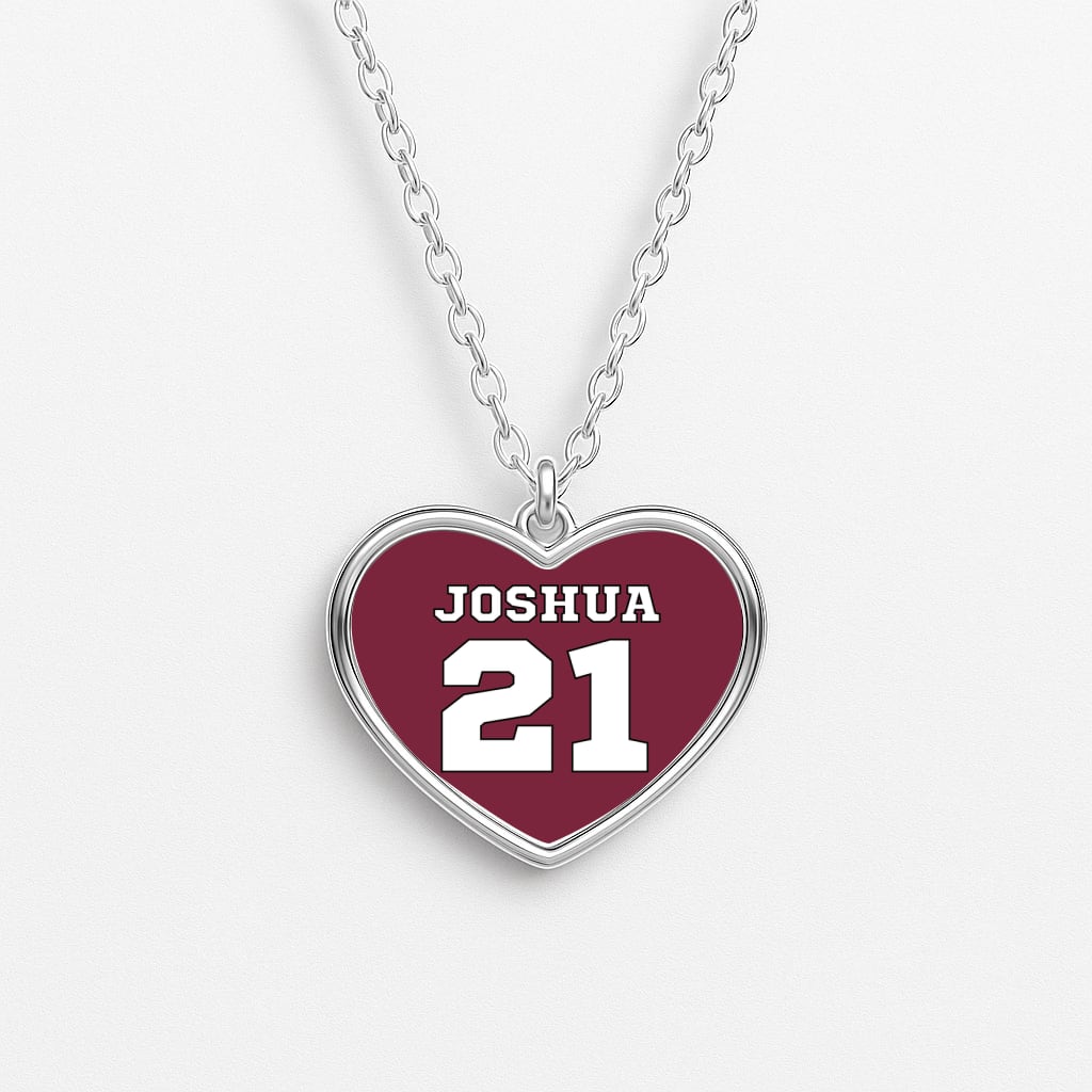 Burgundy - Personalised Football Necklace