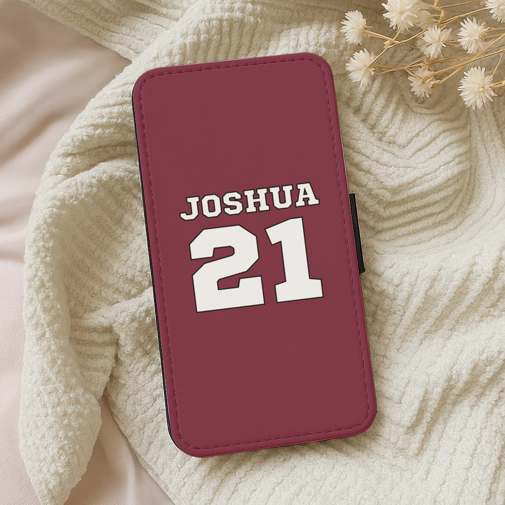 Burgundy - Personalised Football Wallet Phone Case