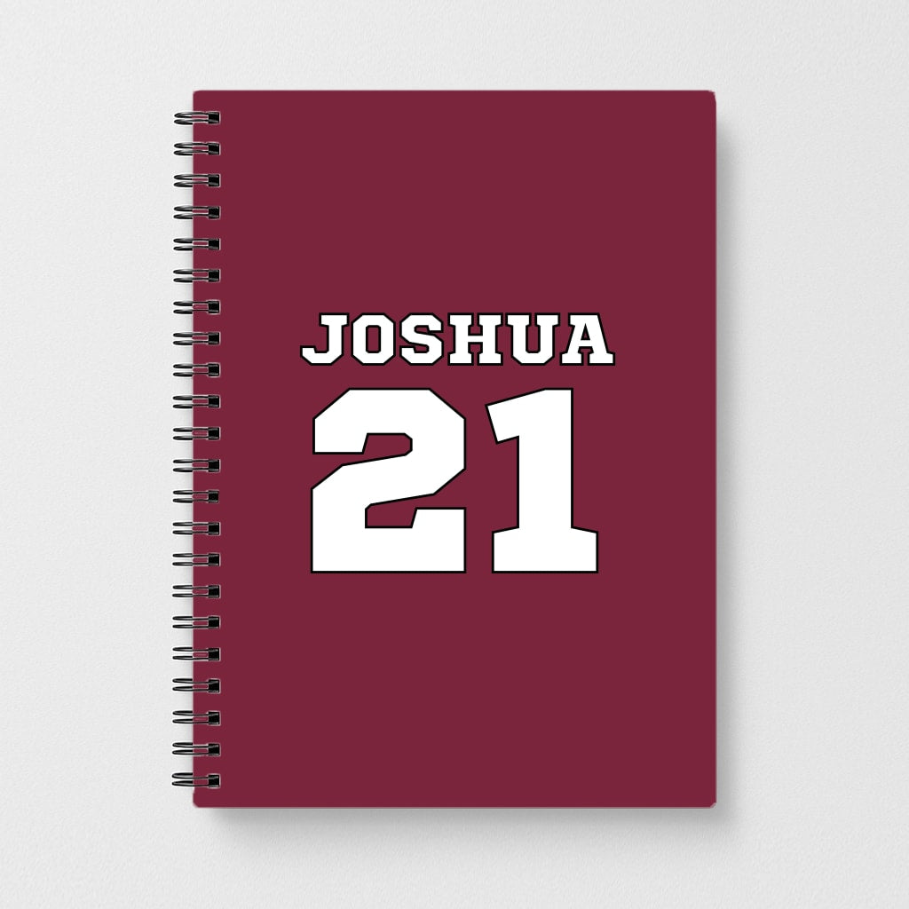 Burgundy - Personalised Football Notebook