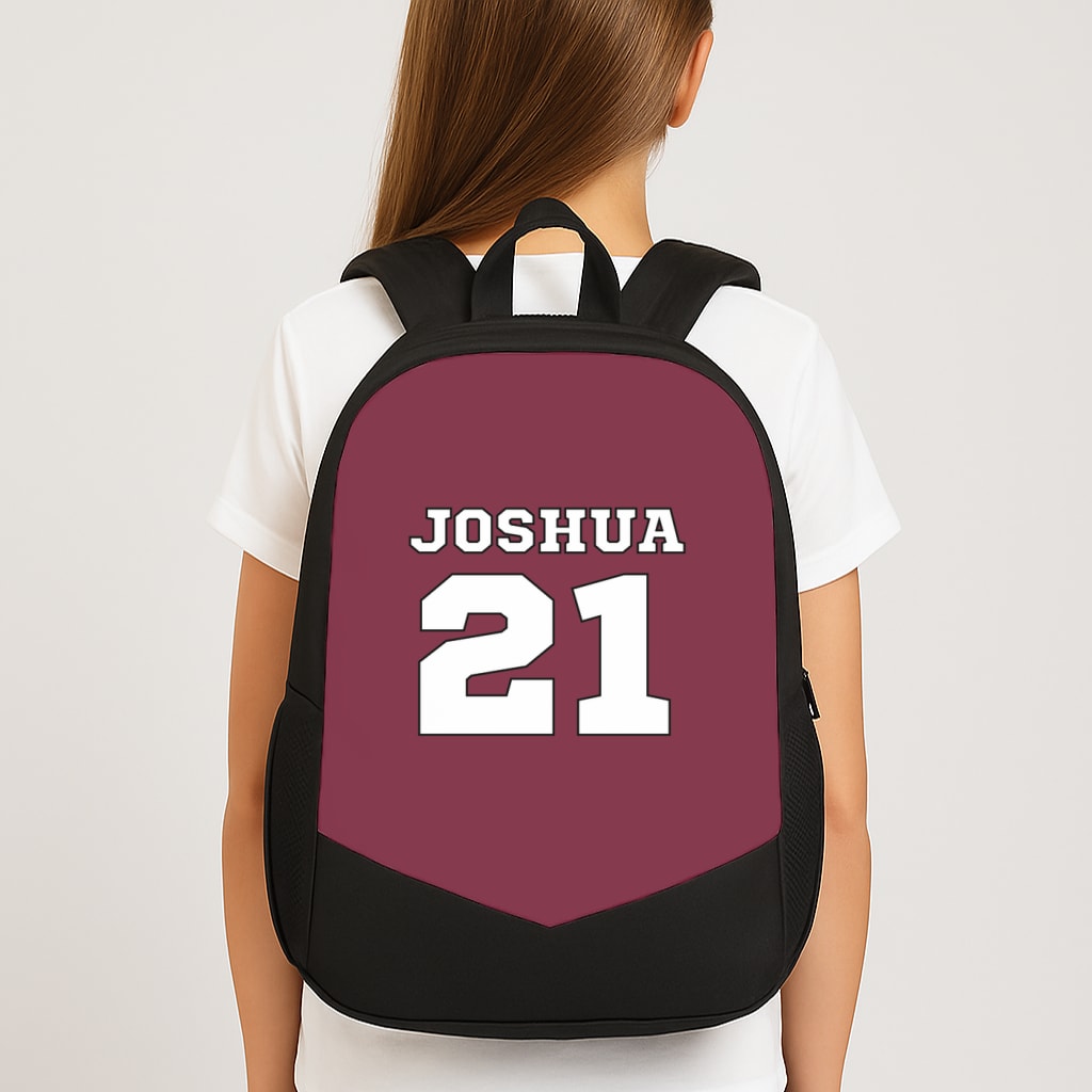 Burgundy - Personalised Football Large School Bag