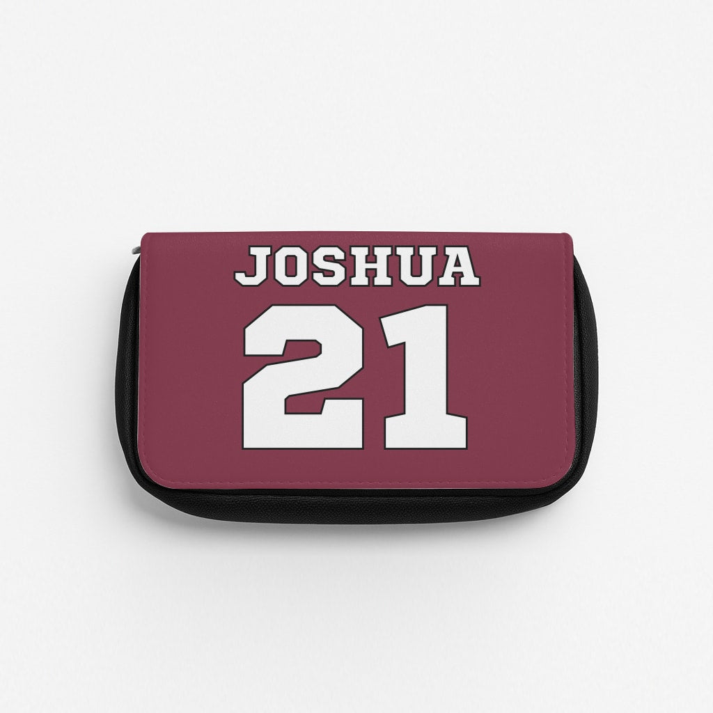Burgundy - Personalised Football Pencil Case