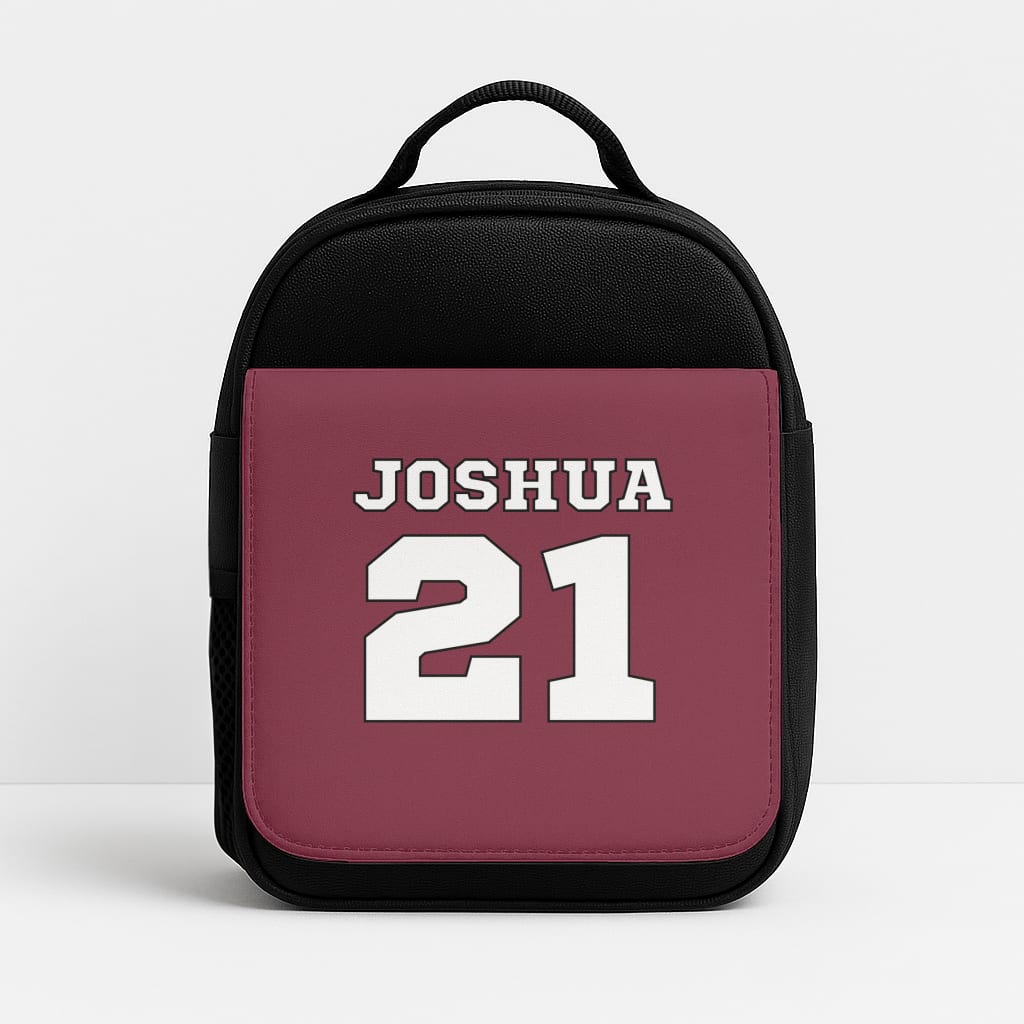 Burgundy - Personalised Football Insulated Lunchbox