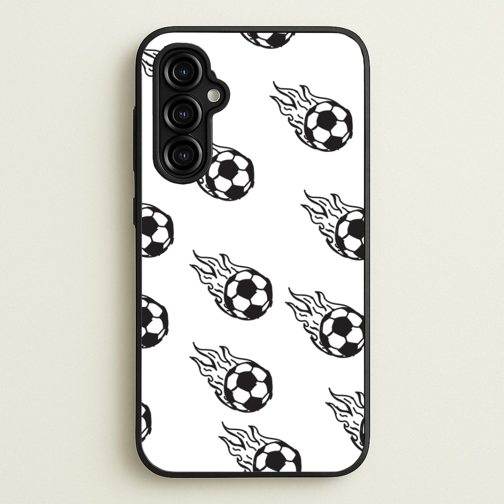 Flaming Football Pattern Phone Case - Galaxy A54
