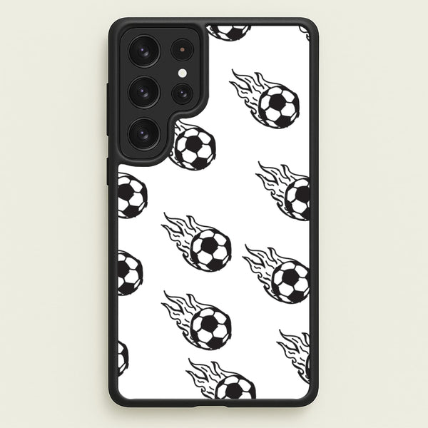 Flaming Football Pattern Phone Case - Galaxy S22 Ultra