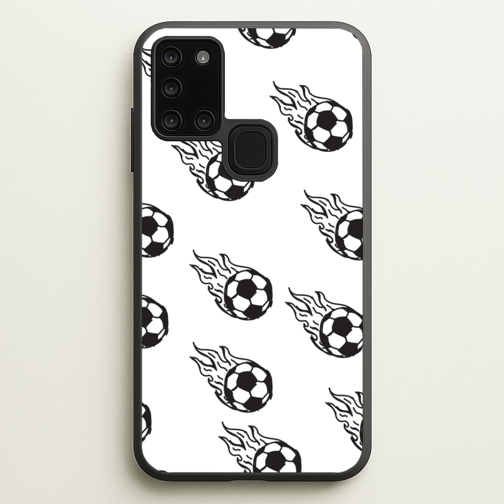 Flaming Football Pattern Phone Case - Galaxy A21s